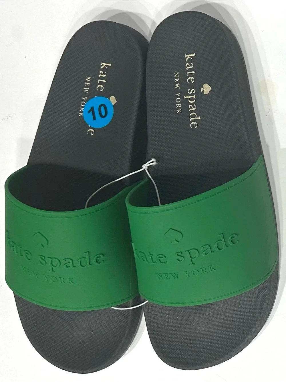 kate spade Green and Black Logo Slide Sandals